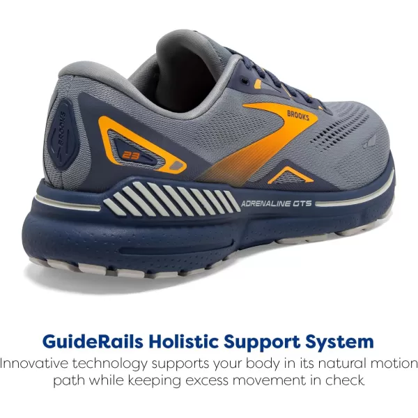 Brooks Mens Adrenaline GTS 23 Supportive Running ShoeGreyCrown BlueOrange