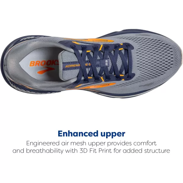 Brooks Mens Adrenaline GTS 23 Supportive Running ShoeGreyCrown BlueOrange