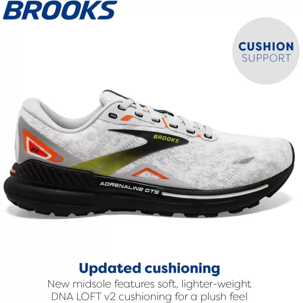 Brooks Mens Adrenaline GTS 23 Supportive Running ShoeOysterBlackRed Orange