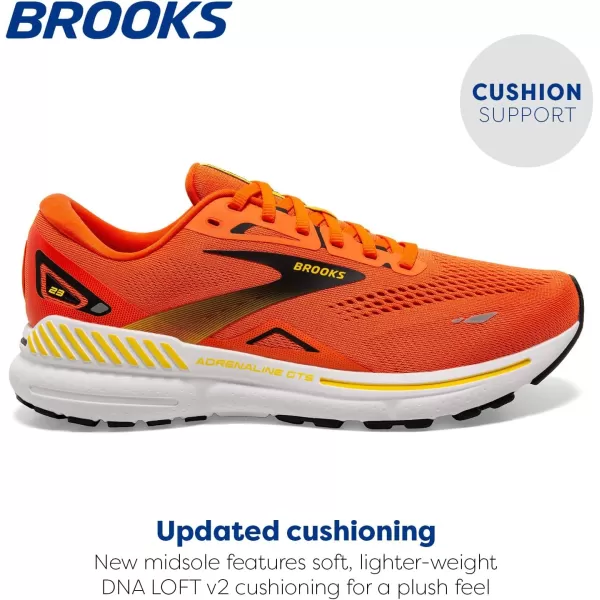 Brooks Mens Adrenaline GTS 23 Supportive Running ShoeRed OrangeBlackYellow