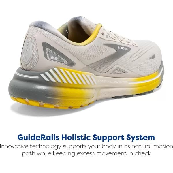 Brooks Mens Adrenaline GTS 23 Supportive Running ShoeWhite SandGreyCyber Yellow