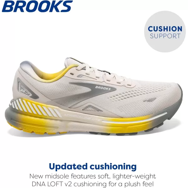 Brooks Mens Adrenaline GTS 23 Supportive Running ShoeWhite SandGreyCyber Yellow