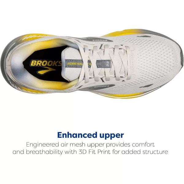 Brooks Mens Adrenaline GTS 23 Supportive Running ShoeWhite SandGreyCyber Yellow