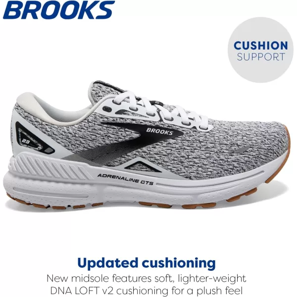Brooks Mens Adrenaline GTS 23 Supportive Running ShoeWhiteBlack