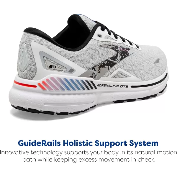 Brooks Mens Adrenaline GTS 23 Supportive Running ShoeWhiteBlackOrchid Bouquet