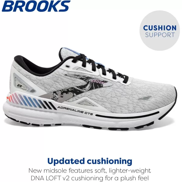 Brooks Mens Adrenaline GTS 23 Supportive Running ShoeWhiteBlackOrchid Bouquet