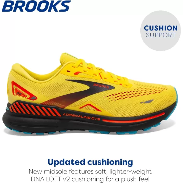 Brooks Mens Adrenaline GTS 23 Supportive Running ShoeYellowForaged IronOrange