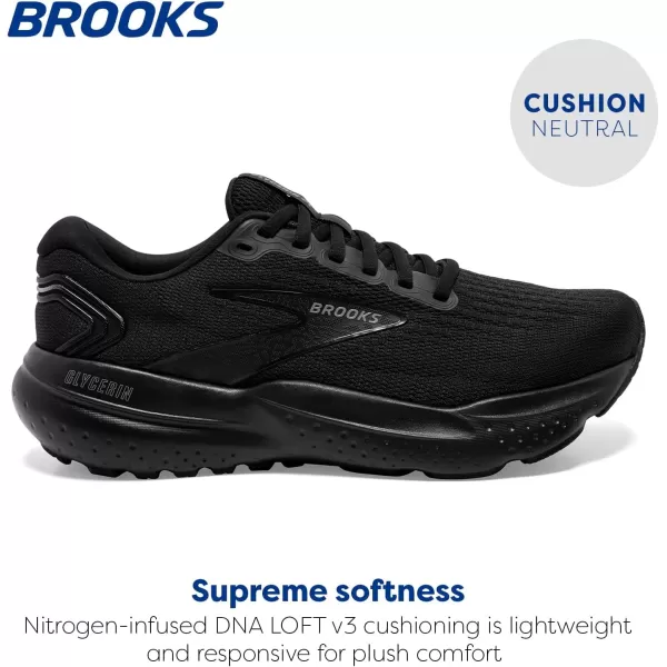 Brooks Mens Glycerin 21 Neutral Running ShoeBlackBlackEbony