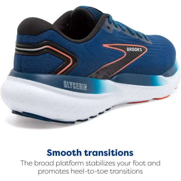 Brooks Mens Glycerin 21 Neutral Running ShoeBlue OpalBlackNasturtium