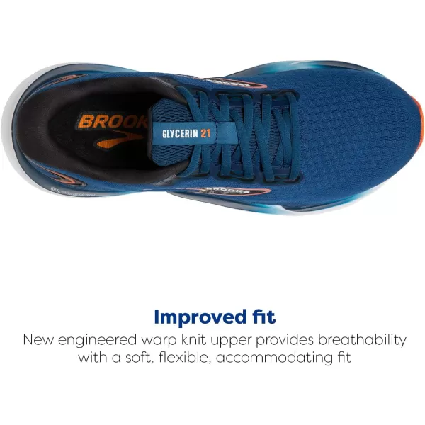 Brooks Mens Glycerin 21 Neutral Running ShoeBlue OpalBlackNasturtium