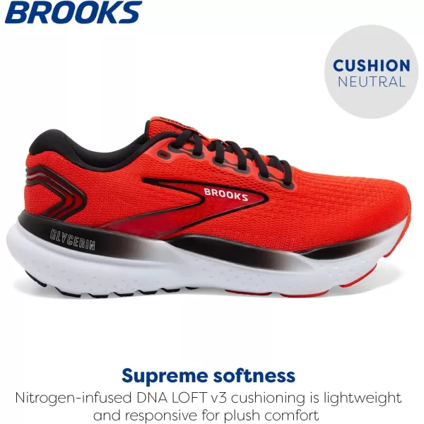 Brooks Mens Glycerin 21 Neutral Running ShoeGrenadineSalsaBlack