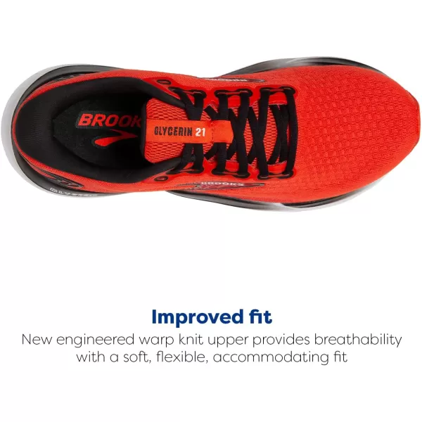 Brooks Mens Glycerin 21 Neutral Running ShoeGrenadineSalsaBlack