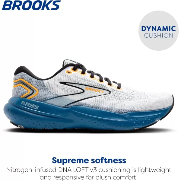 Brooks Mens Glycerin 21 Neutral Running ShoeWhiteSapphireOrange
