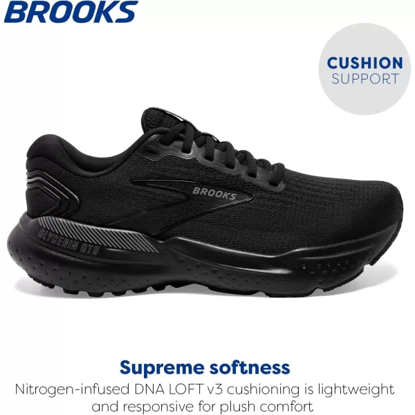 Brooks Mens Glycerin GTS 21 Supportive Running ShoeBlackBlackEbony