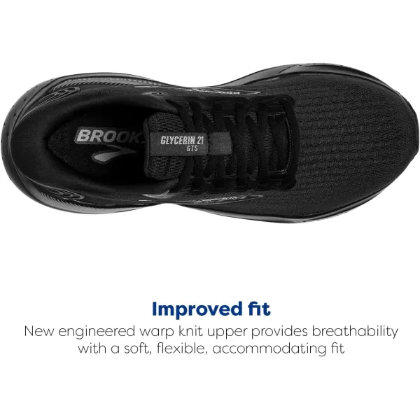 Brooks Mens Glycerin GTS 21 Supportive Running ShoeBlackBlackEbony