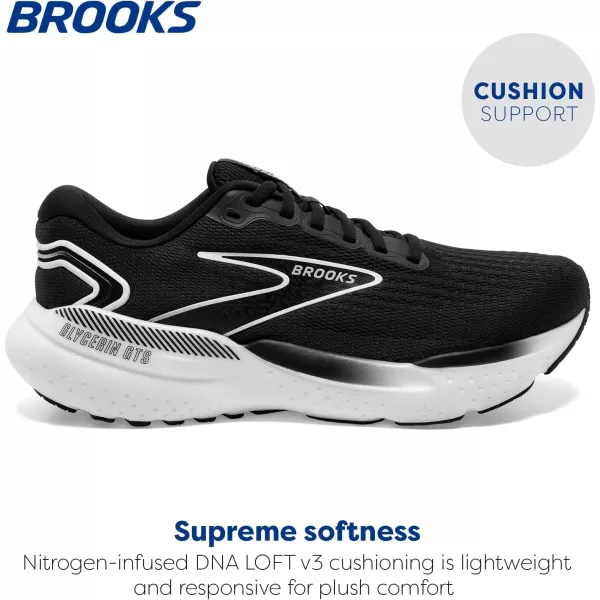 Brooks Mens Glycerin GTS 21 Supportive Running ShoeBlackGreyWhite
