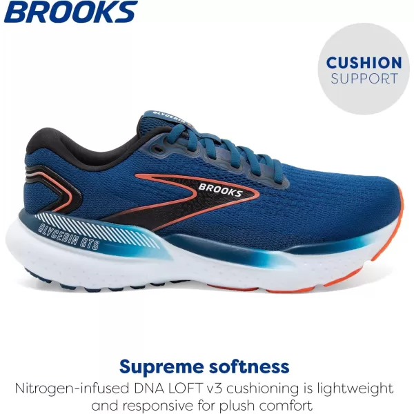 Brooks Mens Glycerin GTS 21 Supportive Running ShoeBlue OpalBlackNasturtium