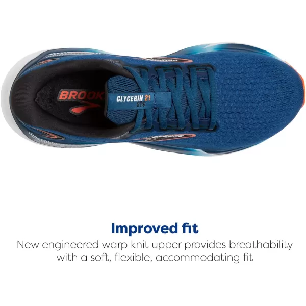 Brooks Mens Glycerin GTS 21 Supportive Running ShoeBlue OpalBlackNasturtium