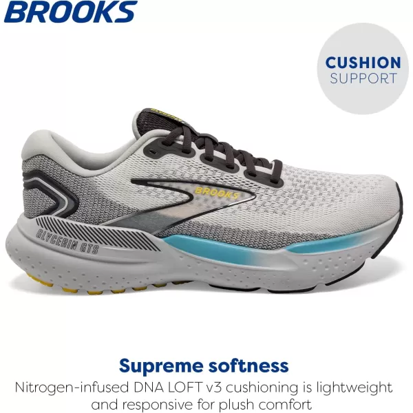 Brooks Mens Glycerin GTS 21 Supportive Running ShoeCoconutForged IronYellow