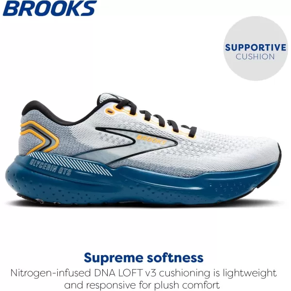 Brooks Mens Glycerin GTS 21 Supportive Running ShoeWhiteSapphireOrange