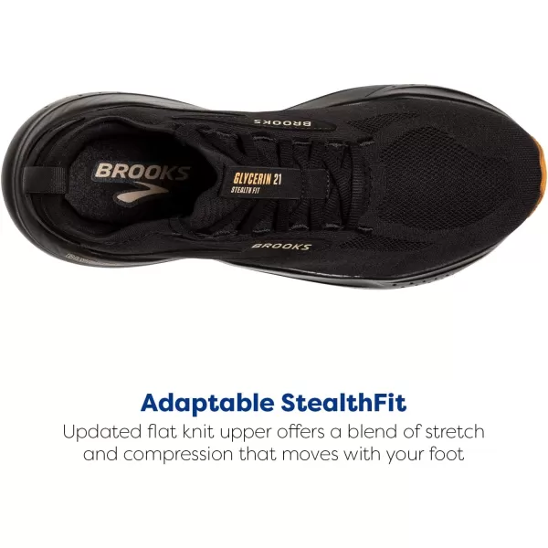 Brooks Mens Glycerin Stealthfit 21 Neutral Running ShoeBlackCreamBiscuit