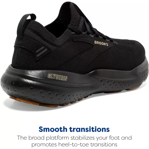 Brooks Mens Glycerin Stealthfit 21 Neutral Running ShoeBlackCreamBiscuit