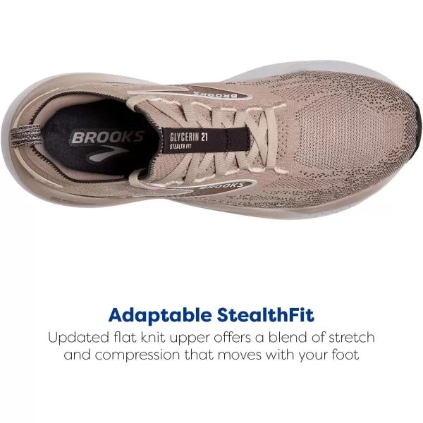 Brooks Mens Glycerin Stealthfit 21 Neutral Running ShoeChateau GreyForged Iron