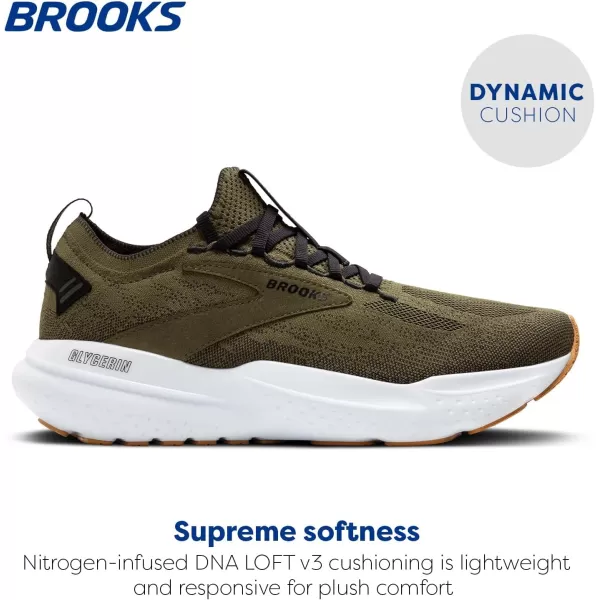 Brooks Mens Glycerin Stealthfit 21 Neutral Running ShoeGreenBlackWhite