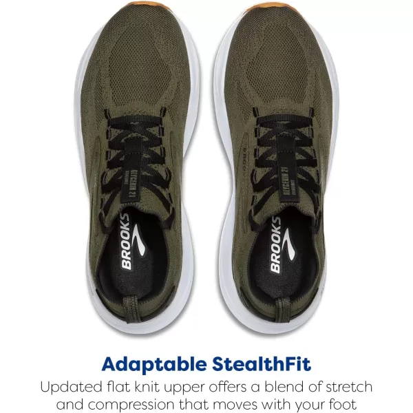 Brooks Mens Glycerin Stealthfit 21 Neutral Running ShoeGreenBlackWhite
