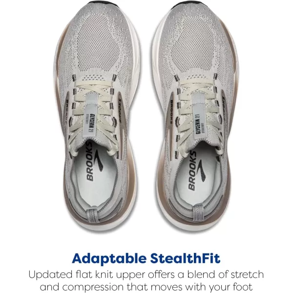 Brooks Mens Glycerin Stealthfit 21 Neutral Running ShoeGreyFrost GreyChampagne