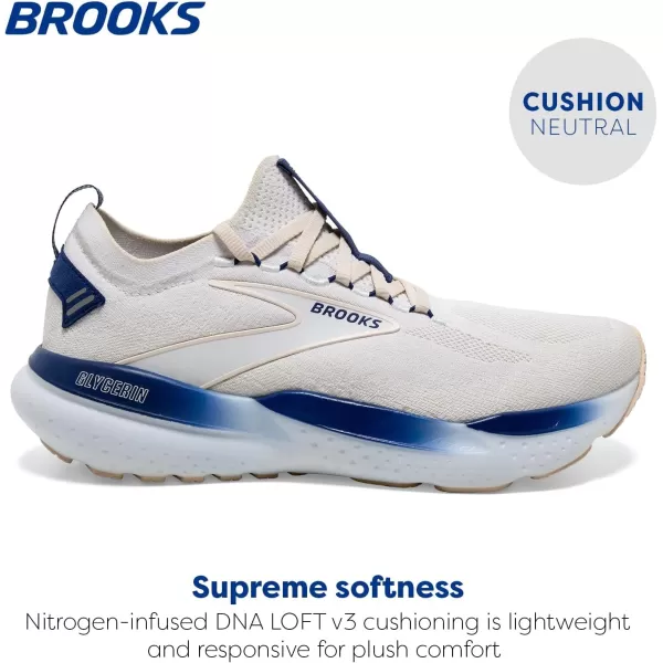 Brooks Mens Glycerin Stealthfit 21 Neutral Running ShoeWhiteMarshmallowBlue