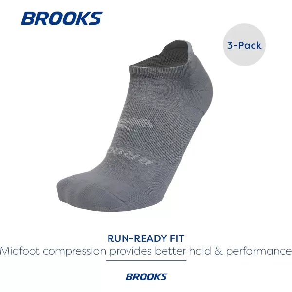 Brooks RunIn No Show Socks I Men ampamp Women Performance Athletic Running Socks I Comfort Fit 3Pack SetAsphalt
