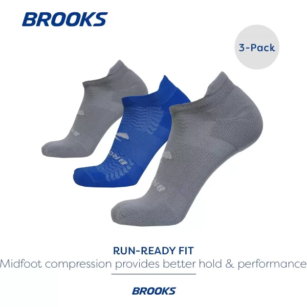 Brooks RunIn No Show Socks I Men ampamp Women Performance Athletic Running Socks I Comfort Fit 3Pack SetAsphalt Royal Asphalt