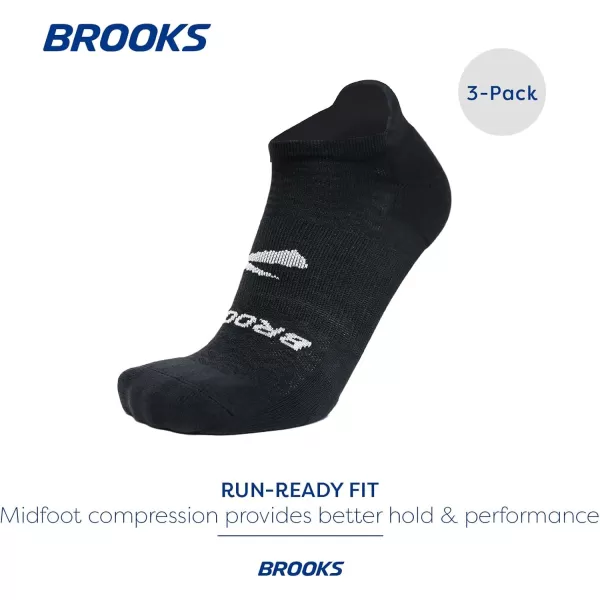 Brooks RunIn No Show Socks I Men ampamp Women Performance Athletic Running Socks I Comfort Fit 3Pack SetBlack