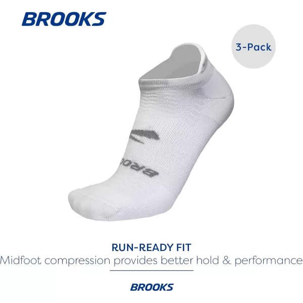 Brooks RunIn No Show Socks I Men ampamp Women Performance Athletic Running Socks I Comfort Fit 3Pack SetWhite