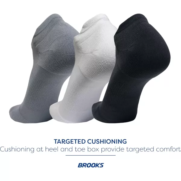 Brooks RunIn No Show Socks I Men ampamp Women Performance Athletic Running Socks I Comfort Fit 6Pack SetAsphaltWhiteBlack