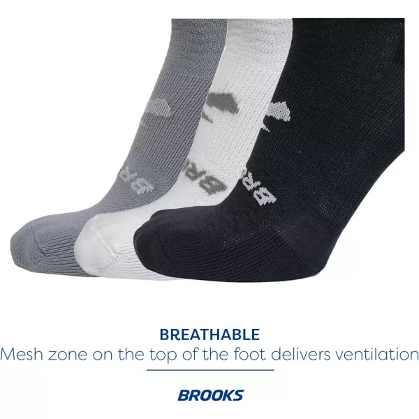 Brooks RunIn No Show Socks I Men ampamp Women Performance Athletic Running Socks I Comfort Fit 6Pack SetAsphaltWhiteBlack