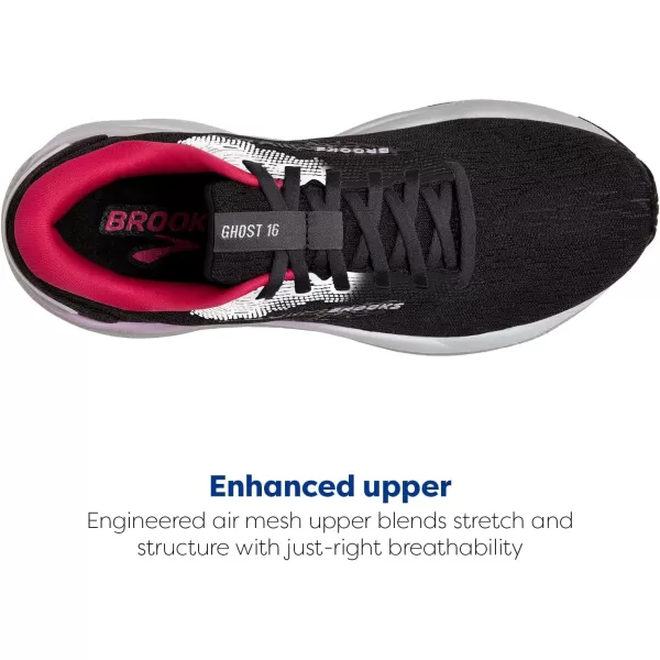 Brooks Womens Ghost 16 Neutral Running ShoeBlackEbonyRaspberry