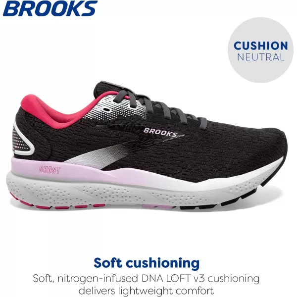 Brooks Womens Ghost 16 Neutral Running ShoeBlackEbonyRaspberry