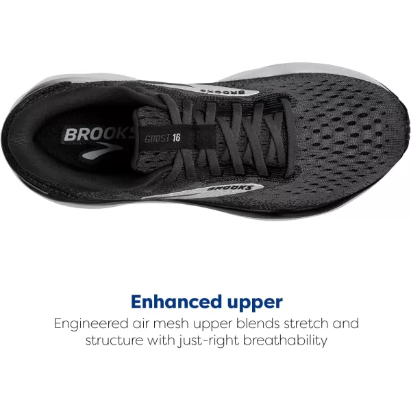 Brooks Womens Ghost 16 Neutral Running ShoeBlackGreyWhite