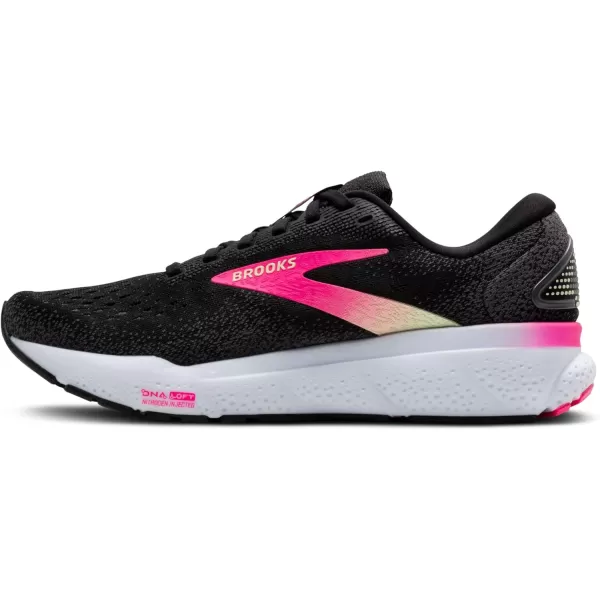 Brooks Womens Ghost 16 Neutral Running ShoeBlackPinkYellow
