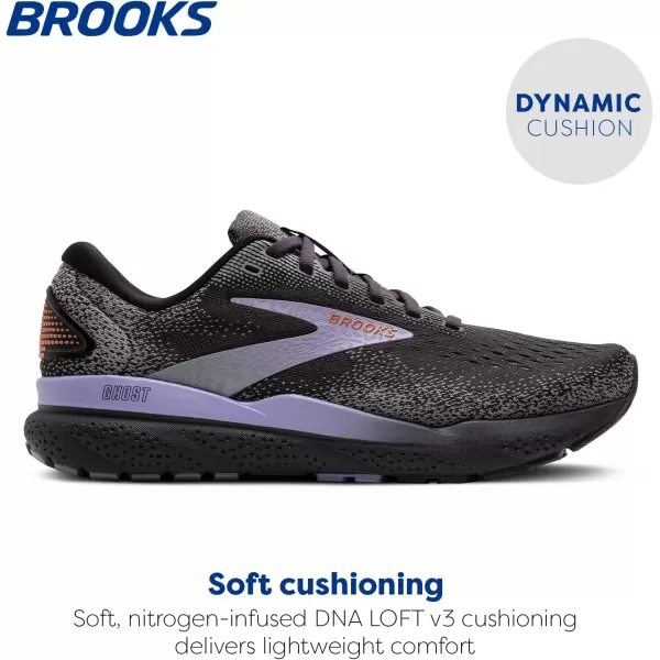 Brooks Womens Ghost 16 Neutral Running ShoeEbonyLavenderCopper