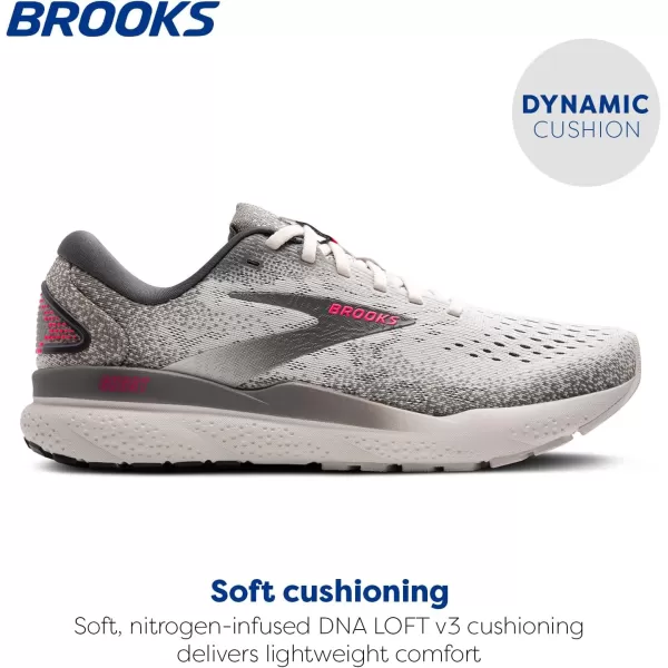 Brooks Womens Ghost 16 Neutral Running ShoeGreyGargoylePink