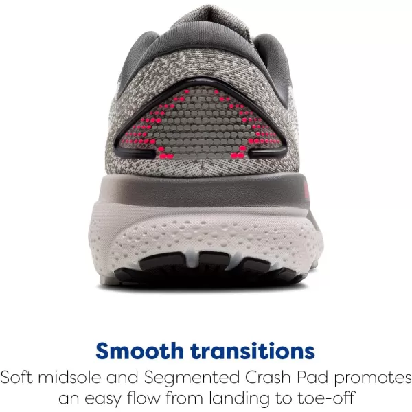Brooks Womens Ghost 16 Neutral Running ShoeGreyGargoylePink