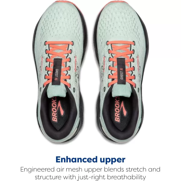 Brooks Womens Ghost 16 Neutral Running ShoeSurfFlowerWhitecap