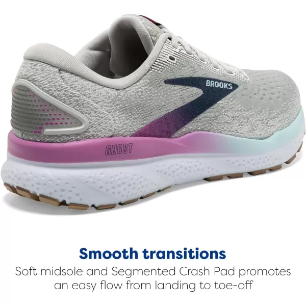 Brooks Womens Ghost 16 Neutral Running ShoeWhiteGreyEstate Blue