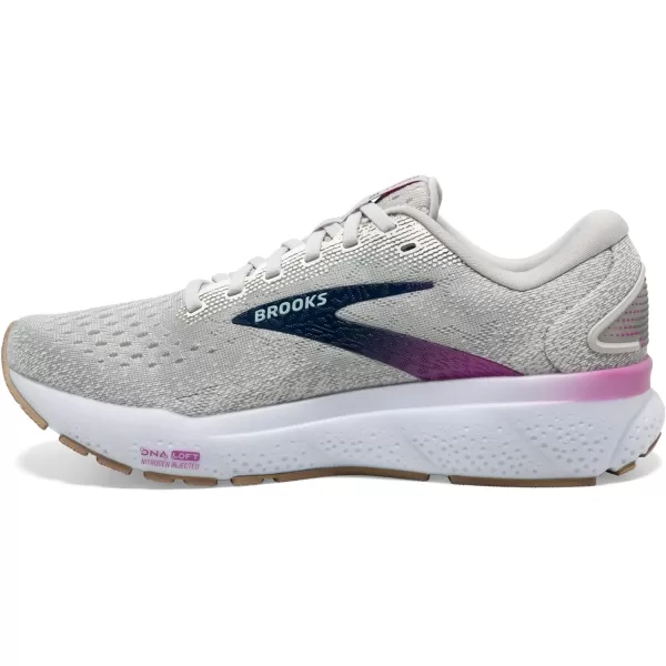 Brooks Womens Ghost 16 Neutral Running ShoeWhiteGreyEstate Blue