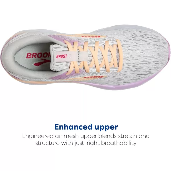 Brooks Womens Ghost 16 Neutral Running ShoeWhiteGreyOrchid