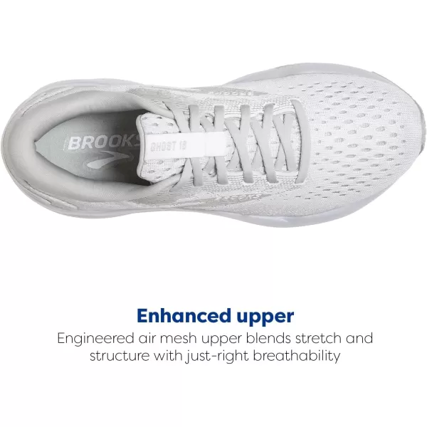 Brooks Womens Ghost 16 Neutral Running ShoeWhiteWhiteGrey