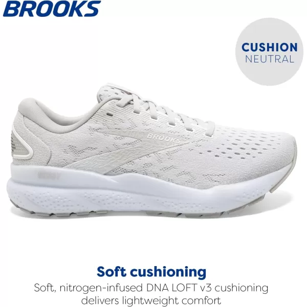 Brooks Womens Ghost 16 Neutral Running ShoeWhiteWhiteGrey